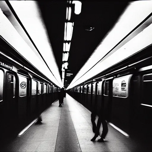 Prompt: max 4 0 0, photograph, new york subway, grain, slightly overexposed, ricoh