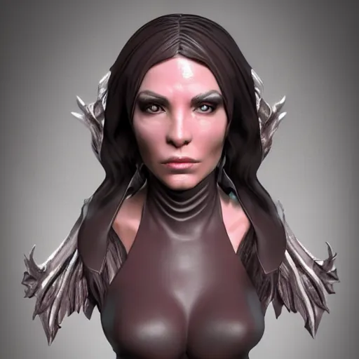Image similar to beautiful dark sorceress female, 3d render, cinematic shot, hyper realistic
