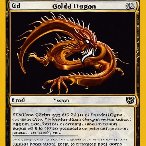 Image similar to Golden dragon, MTG art style