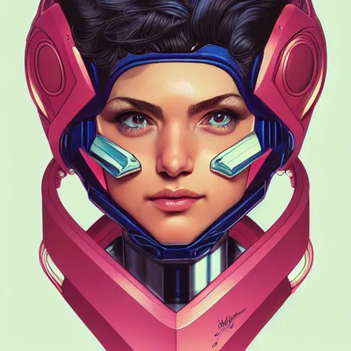 Image similar to head and shoulders portrait of a female Megaman, illustration, medium shot, intricate, elegant, highly detailed, digital art, ffffound, art by JC Leyendecker and sachin teng