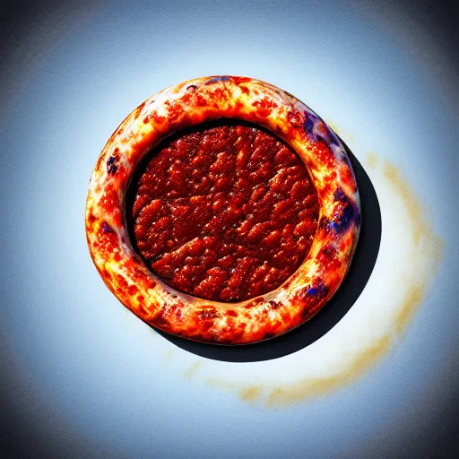 Image similar to CHORIZO sausage, cross section, night sky, 8k, photograph, photorealistic