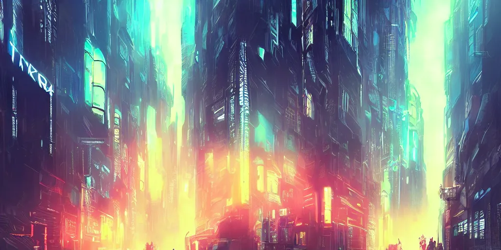 Image similar to warp speed concept art blade runner 2049 tron neon night alleyway diffusion clouds mist New York cityscape helium 44-2 artstation digital abstract!!!!!!! art 8k