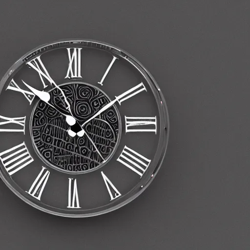 Image similar to a rendering of a clock with 2 4 hours hands and no hours on the clock face