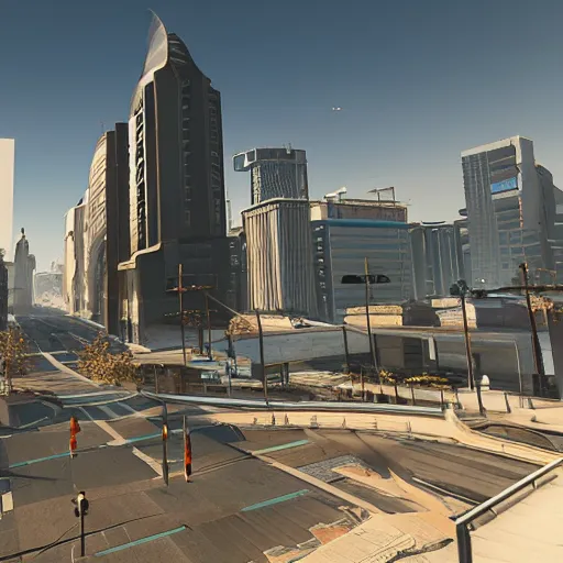 Image similar to panorama,utopia,futurist city streets,sunny,unreal engine