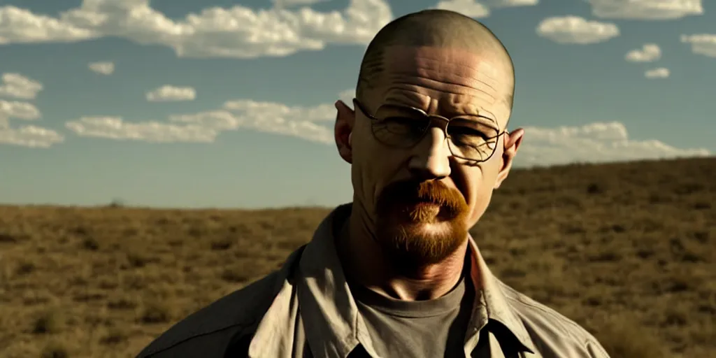 Image similar to Tom Hardy as Breaking Bad, walter white 4K quality Photorealismn