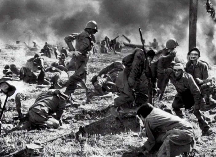 Image similar to scene from a 1950 war film