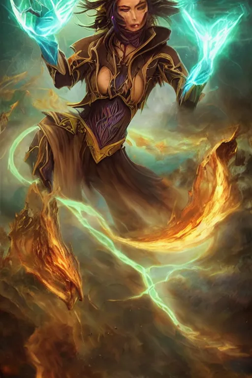 Prompt: <magic-the-gathering-artwork quality=high mode='attention grabbing'>The earth burns while a mage casts her spell</magic-the-gathering-artwork>