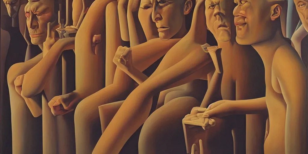 Image similar to science - fiction poster, oil painting by george tooker