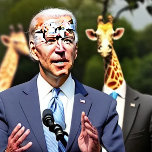 Image similar to joe biden with a long neck like a giraffe