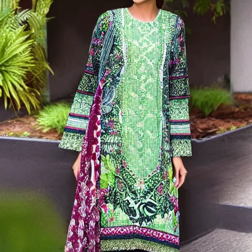 Prompt: pakistani lawn print design