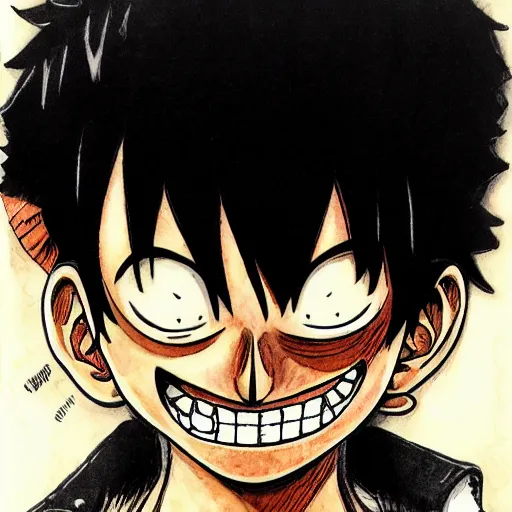 Image similar to [ luffy mustache ] ( by kim jung gi ) ( by george morikawa ) ( by kentaro miura ) ( by eiichiro oda )