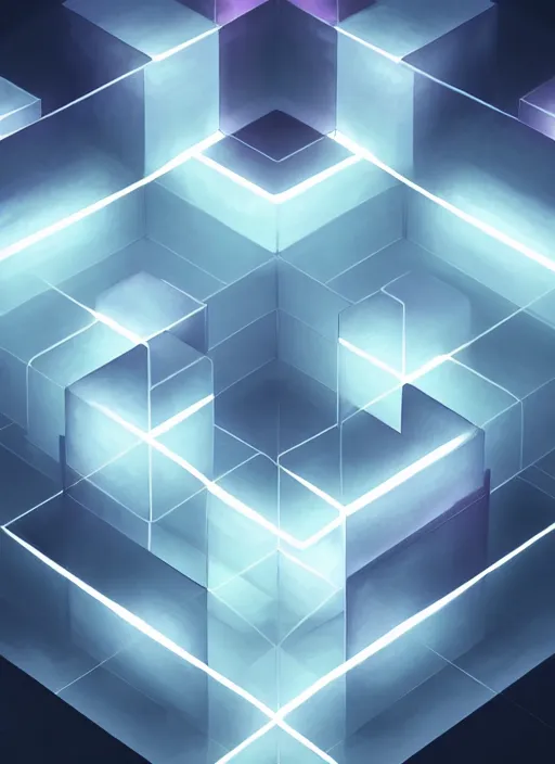 Image similar to symmetry!! product render abstract mysterious cube floating, glowing lights!! intricate elegant, highly detailed, digital painting, artstation, concept art, smooth, sharp focus, illustration, art by artgerm