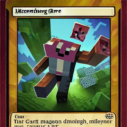 Prompt: minecraft as a magic the gathering card, realistic,