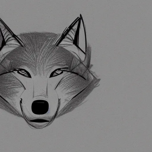 Image similar to sketch sideview of a wolf wearing a vr headset on his head