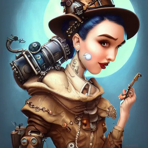 Image similar to Lofi Steampunk portrait Pixar style by Joe Fenton and Stanley Artgerm and Tom Bagshaw