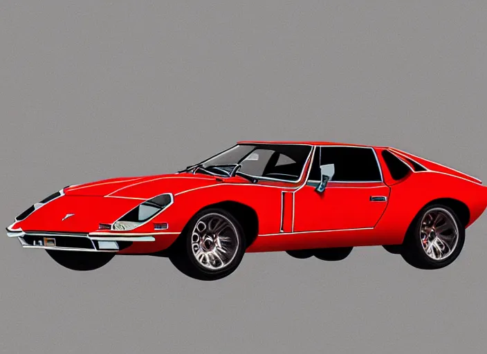 Image similar to a blending, amalgamation and detailed combination of a lamborghini countach, datsun 2 6 0 z and a jaguar e - type, concept art, round headlights, 8 k, highly detailed, trending on art station