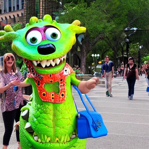 Prompt: a crocodile dressed as a tourist, pixar movie still