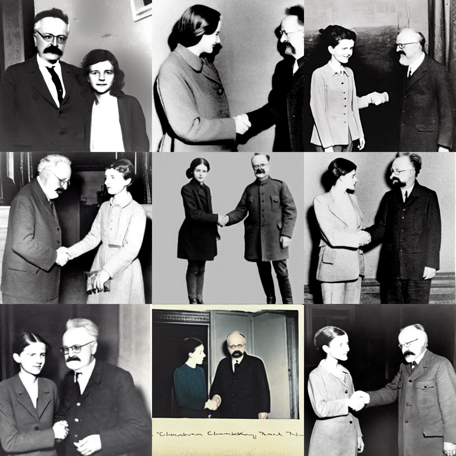 Prompt: photograph of chloe swarbrick meeting leon trotsky