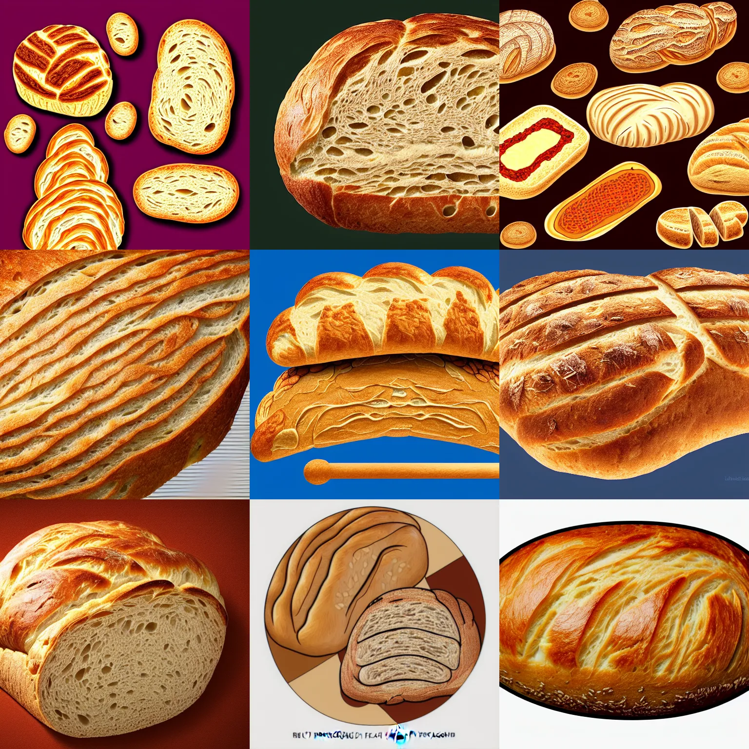 Prompt: anatomy of bread like in a biology book, 8 k hd, very detailed, digital art