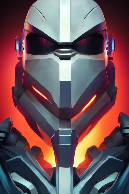 Image similar to epic mask helmet robot ninja portrait stylized as fornite style game design fanart by concept artist gervasio canda, behance hd by jesper ejsing, by rhads, makoto shinkai and lois van baarle, ilya kuvshinov, rossdraws global illumination radiating a glowing aura global illumination ray tracing hdr render in unreal engine 5