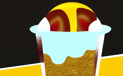 Prompt: sparkly banana sundae, stylized illustration by sam nassour