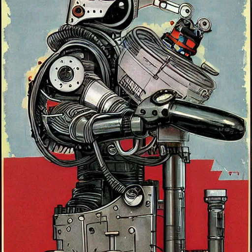 Image similar to robot by norman rockwell, by tim doyle