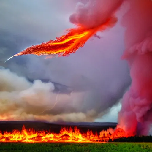 Image similar to Tornado of fire, fire clouds, ultimate tornado, flaming storm