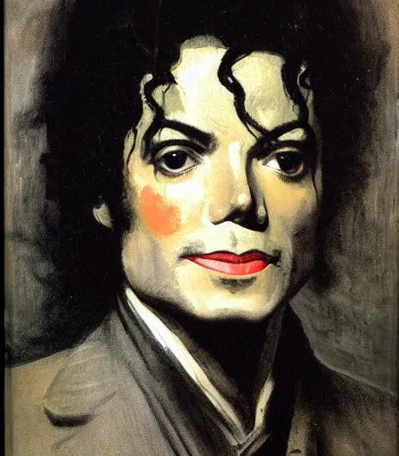 Image similar to portrait of michael jackson by george bellows, high quality, high detail