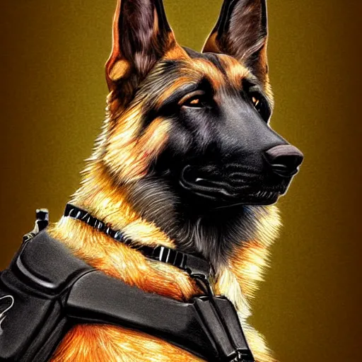 Image similar to German Shepherd Police Officer, digital art, artstation, very detailed, award winning, Colorful,