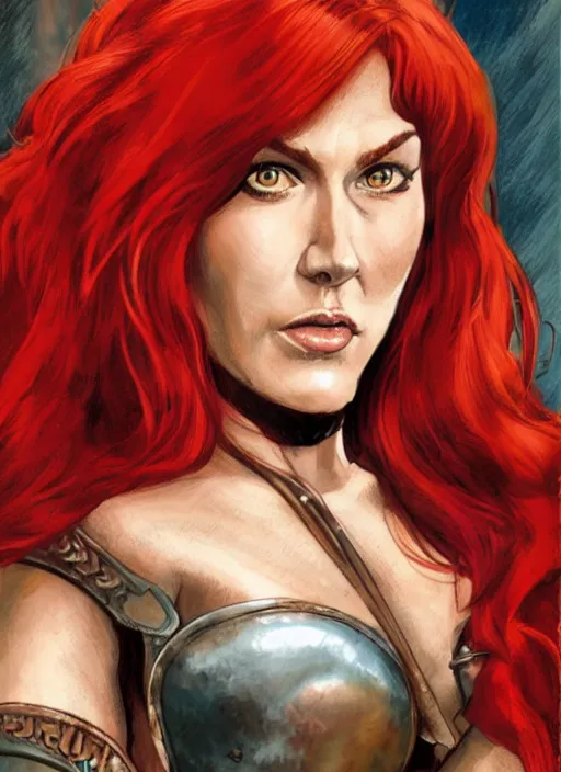 Image similar to a portrait of red sonja