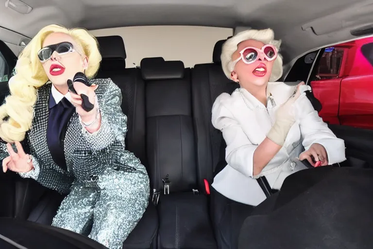 Image similar to lady gaga and judy garland carpool karaoke