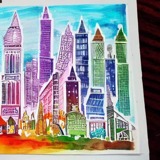 Image similar to A little city located entirely on a sheet of paper. Trending on art station, colorful, magical.