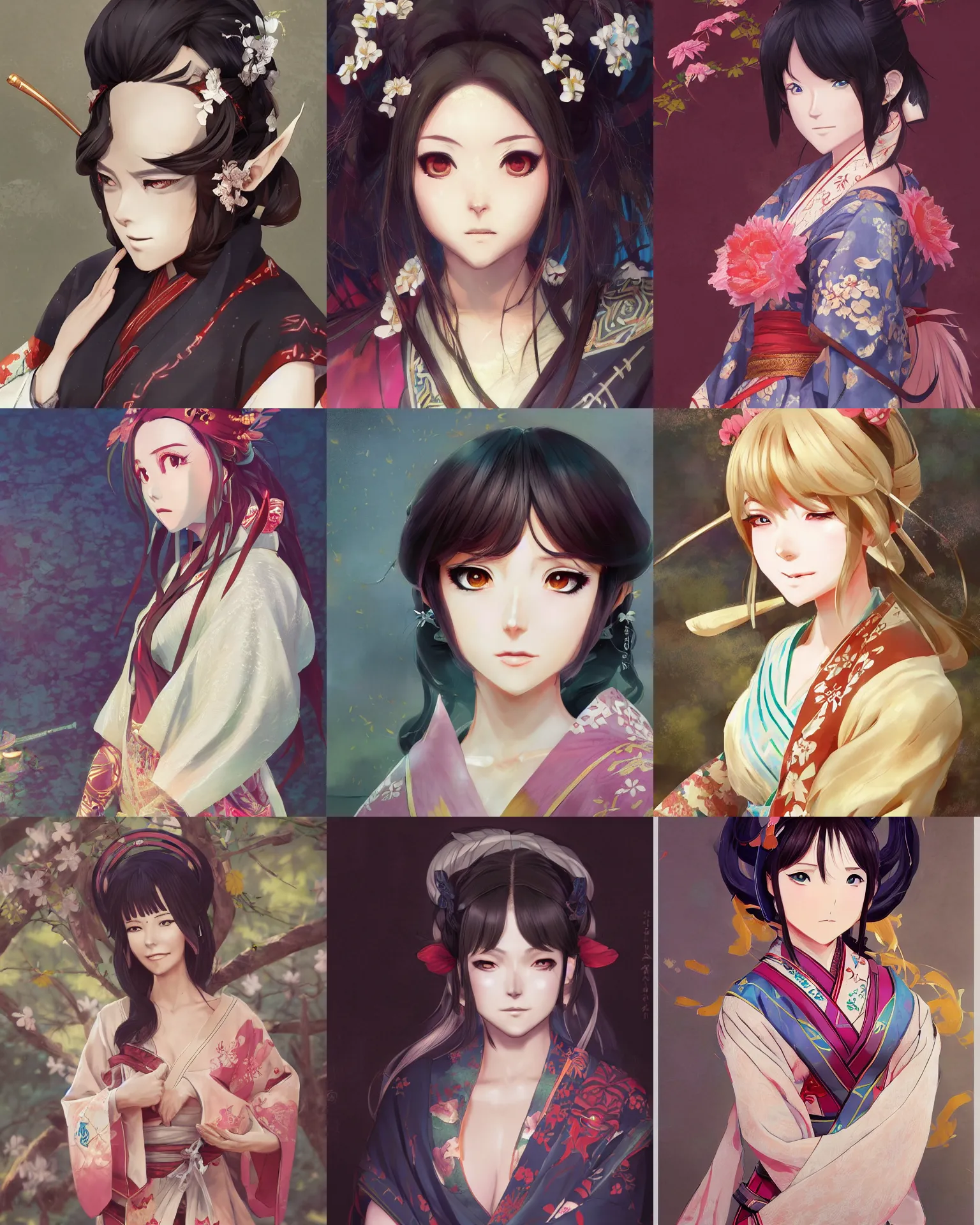 Image similar to An anime portrait of Ssunbiki as a beautiful woman wearing a kimono from Skyrim, by Stanley Artgerm Lau, WLOP, Rossdraws, James Jean, Andrei Riabovitchev, Marc Simonetti, and Sakimichan, trending on artstation