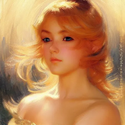 Prompt: detailed portrait of beautiful blonde anime girl, painting by gaston bussiere, craig mullins, j. c. leyendecker