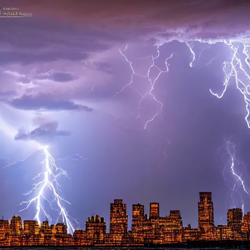 Image similar to lightning striking the World Trade Center, hyperrealistic, apocalyptic, blue, thunderstorm, night, award winning, 8k