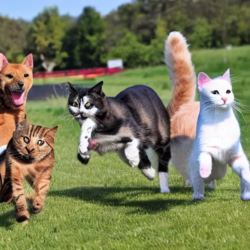 Prompt: cats and dogs race