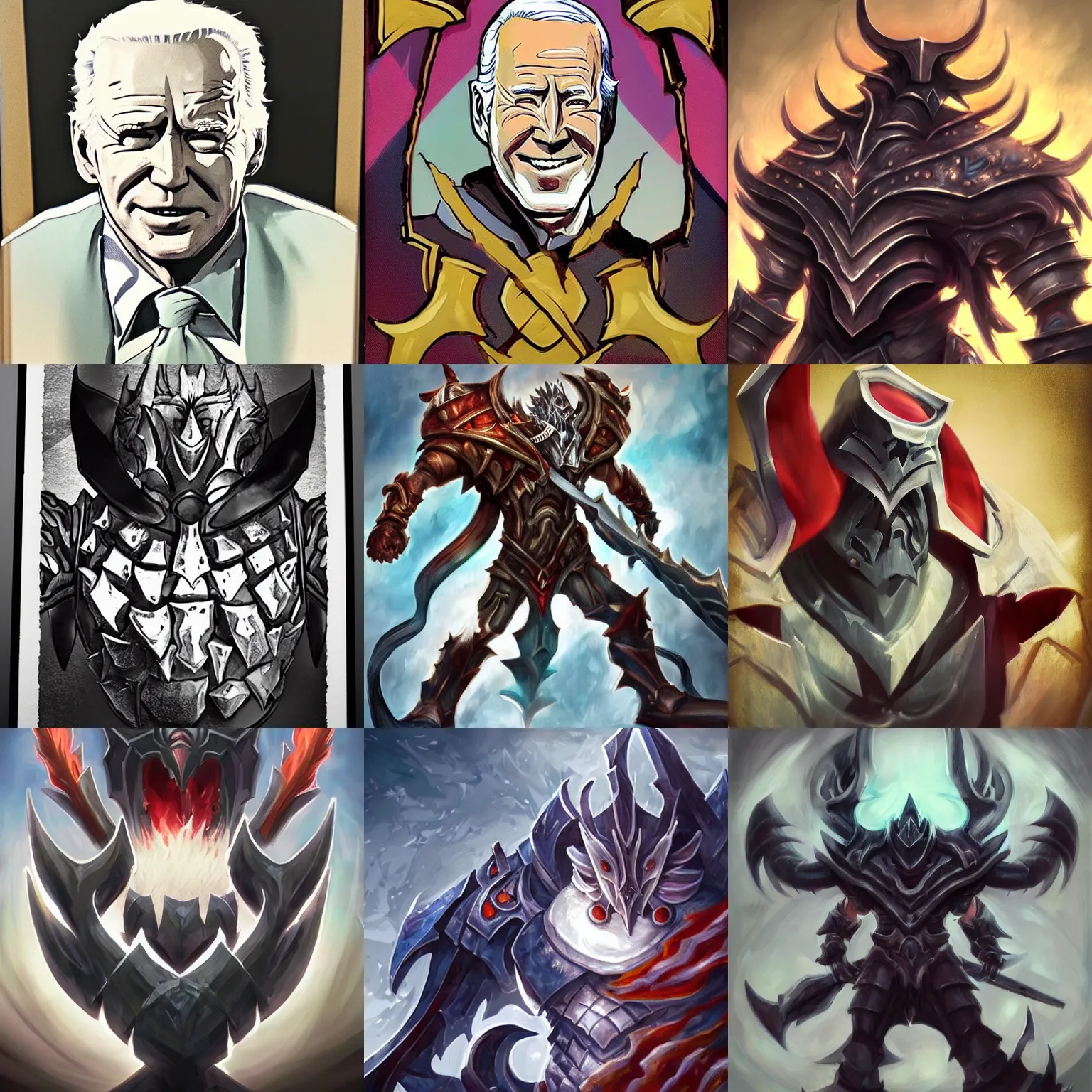 Prompt: portrait of mordekaiser but he's joe biden, joe biden, joe biden, joe biden