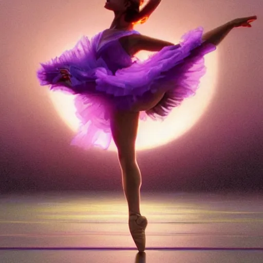 Image similar to ryan gosling dancing ballet, robotic clothes in the beach purple sun, dancing ballet, pink lighting ultra realistic photorealistic highly detailed high quality, a stunningly, digital painting, artstation, concept art, smooth, sharp focus, illustration, art by artgerm and greg rutkowski and alphonse mucha 8 k