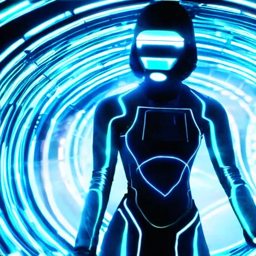 Image similar to movie still of emma watson in tron : legacy ( 2 0 1 0 )