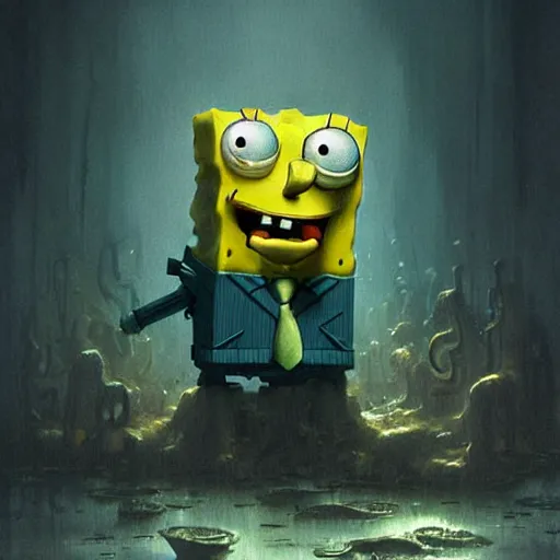 Image similar to spongebob nightmare fuel,digital art,ultra realistic,ultra detailed,art by greg rutkowski