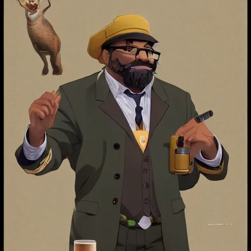 Image similar to portrait of big smoke as a zoologist, anime fantasy illustration by tomoyuki yamasaki, kyoto studio, madhouse, ufotable, trending on artstation