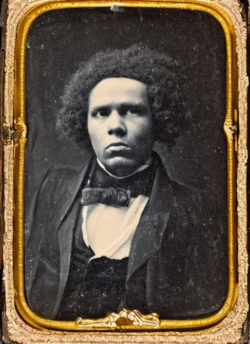 Prompt: Daguerreotype of an mumble rapper, classical portrait