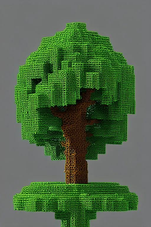 Prompt: a tree, made of voxels, intricate, elegant, highly detailed, smooth, sharp focus, artstation