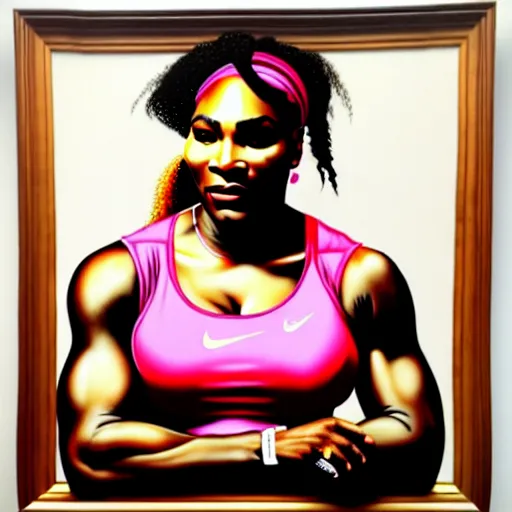 Image similar to serena williams portrait painting kehinde wiley