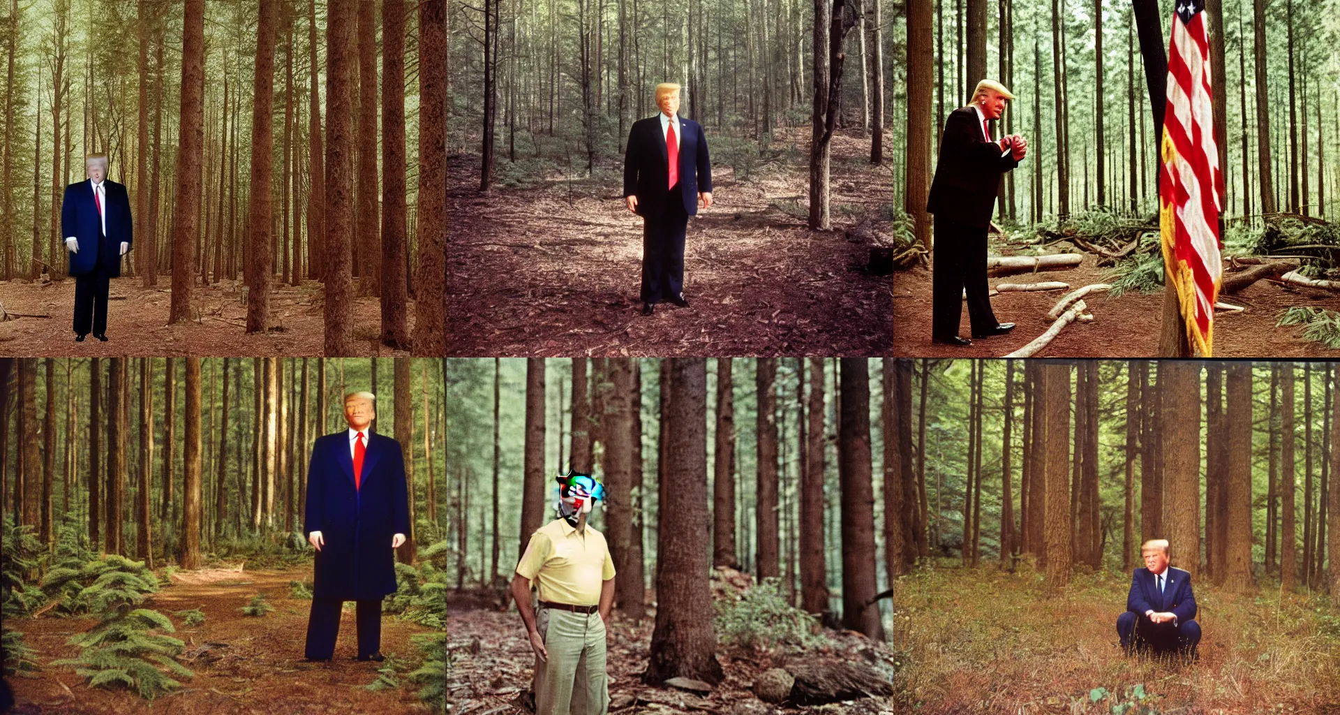Prompt: kodachrome photo of donald trump in forest