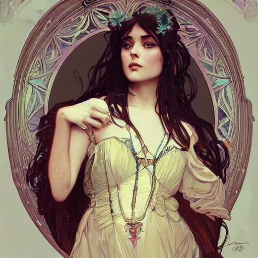 Image similar to beautiful victorian raven digital painting, art by artgerm and greg rutkowski, alphonse mucha, cgsociety