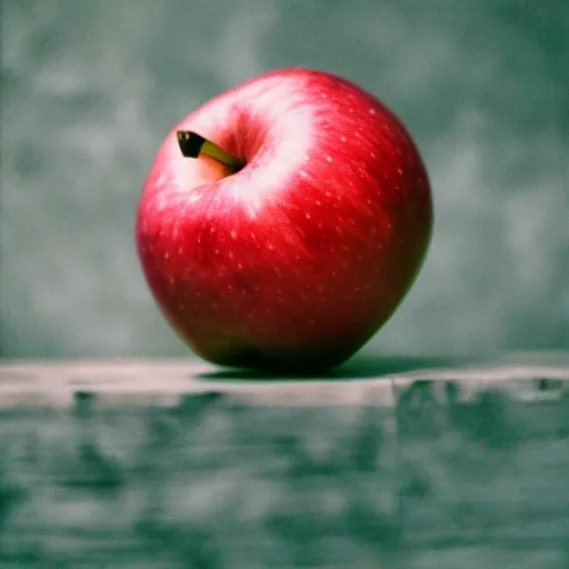 Prompt: a beautiful photo of a red apple, Fujicolor Superia 1600
