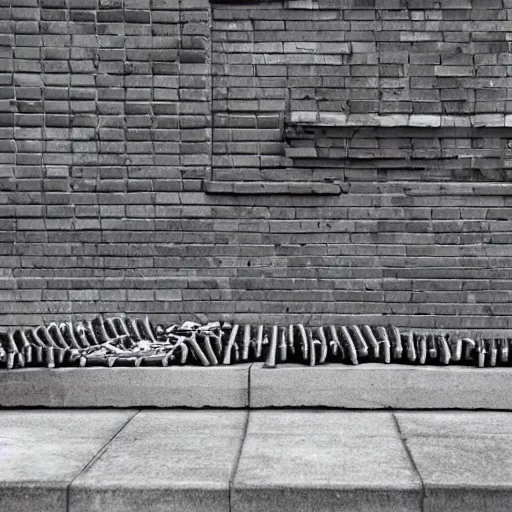 Image similar to a million beating hearts, behind brick and cold steel piping, fighting for the top, fighting for the room to breathe, bench park sleepers lie, cold blanket, bedless babies