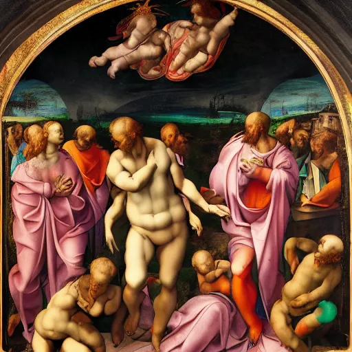 Prompt: the apocalypse of the entire world, complex feelings, award - winning art, renaissance painting by michelangelo