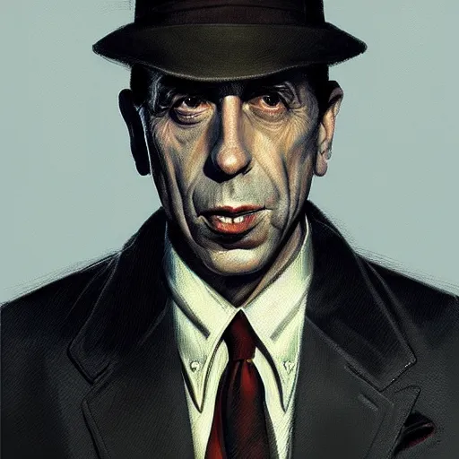 Prompt: humphrey bogart as sam spade, portrait, highly detailed, digital painting, artstation, concept art, sharp focus, illustration, art , style of norman rockwell by norman rockwell